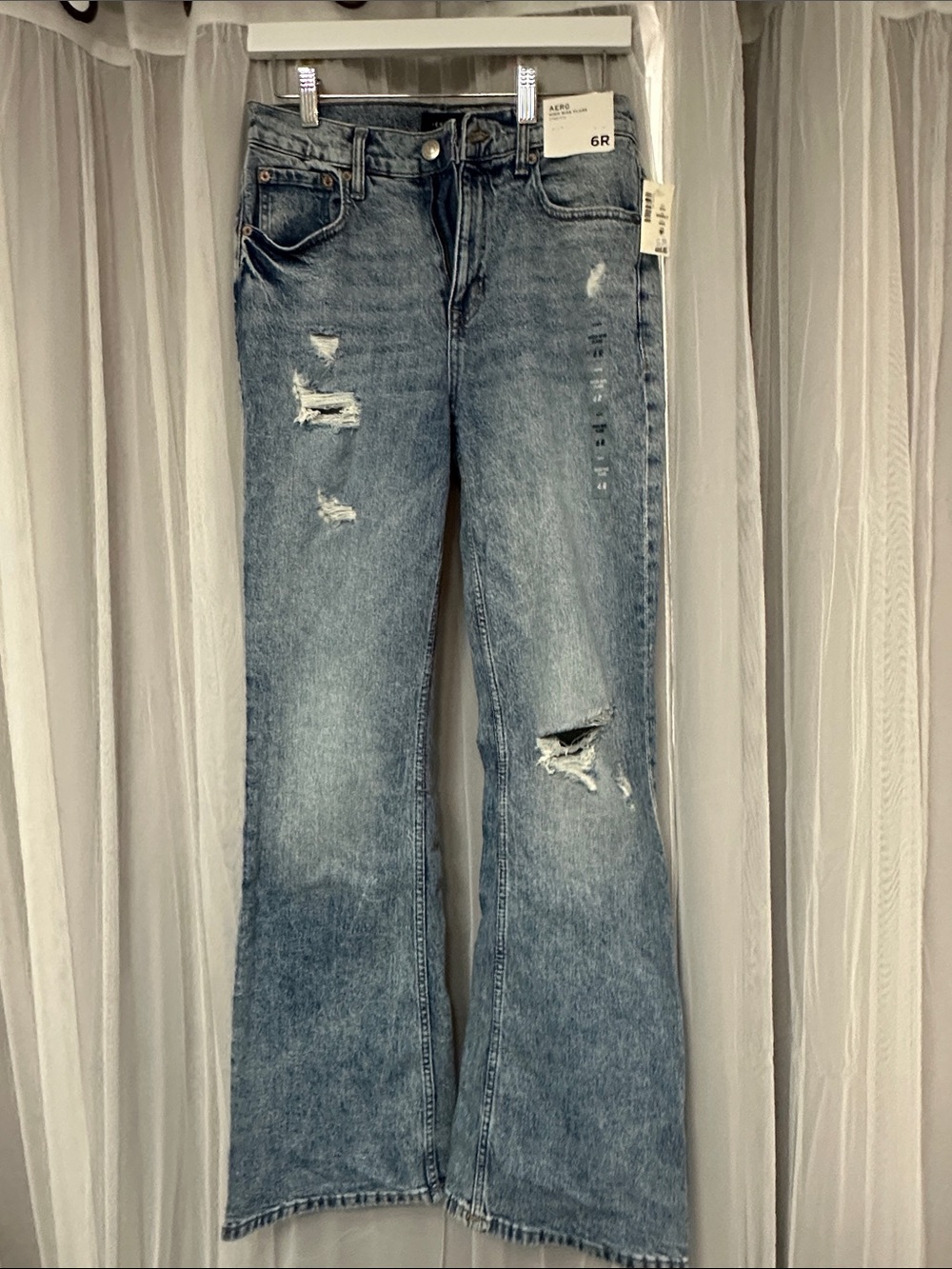 Aeropostale Light Blue Distressed Flare Jeans